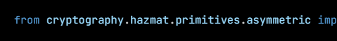 Python code from the lesson, beginning from cryptography.hazmat.primitives.asymmetric import rsa