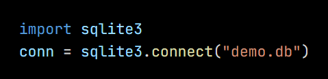 Python code from the lesson, beginning import sqlite3