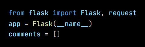 Python code from the lesson, beginning from flask import Flask, request