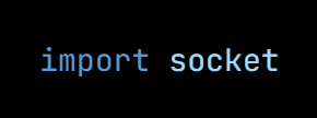 Python code from the lesson, beginning import socket