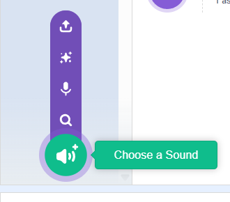 The Choose a Sound button at the bottom left of the Sounds tab, with its four options open
