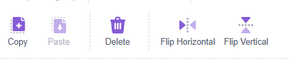 The paint editor's Copy, Paste, Delete, Flip Horizontal and Flip Vertical buttons