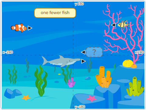 The Scratch Stage of Shark Game I, mouth open — what this lesson builds.
