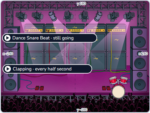 The Scratch Stage of Music Video I, and a clap on top of it — what this lesson builds.