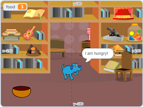 The Scratch Stage of Pet Pal I, a minute later — what this lesson builds.