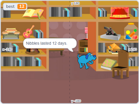 The Scratch Stage of Pet Pal IV, the end of a run — what this lesson builds.