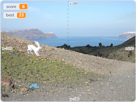 The Scratch Stage of Jump Dash IV, after the button — what this lesson builds.