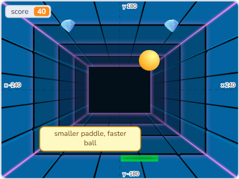 The Scratch Stage of Paddle Bounce III, four gone — what this lesson builds.