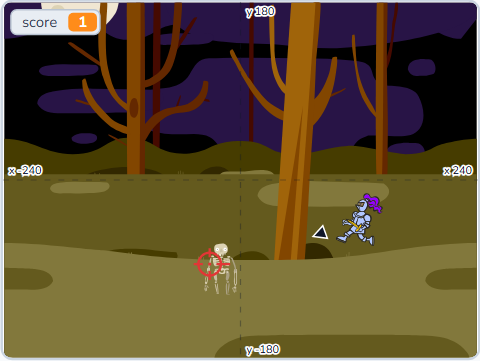 The Scratch Stage of Shooting Game I, one down — what this lesson builds.