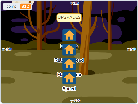 The Scratch Stage of Shooting Game IV, and then spending it — what this lesson builds.