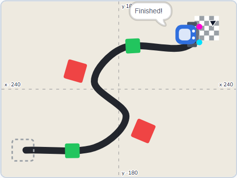 The Scratch Stage of Line Follower I, at the finish — what this lesson builds.