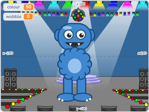 The Scratch Stage of Monster Maker II, colour 50 — what this lesson builds.