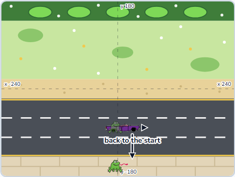 The Scratch Stage of Road Crossing I, hit by a car — what this lesson builds.