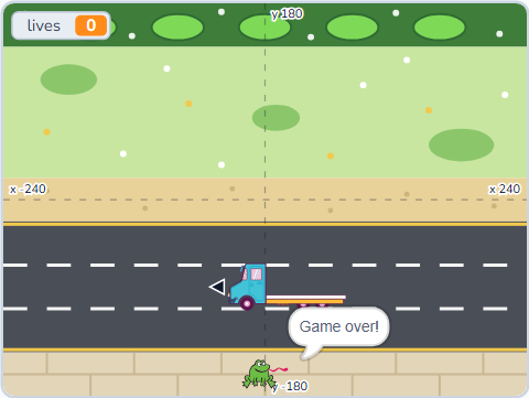 The Scratch Stage of Road Crossing II, the last life — what this lesson builds.