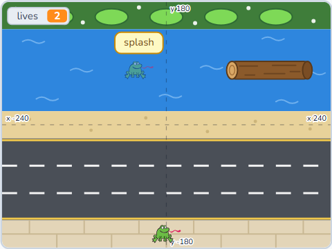 The Scratch Stage of Road Crossing III, a hop into the water — what this lesson builds.