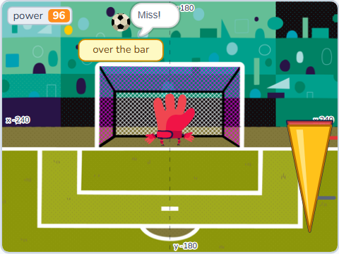 The Scratch Stage of Penalty Shootout II, SPACE at 96 — too hard — what this lesson builds.