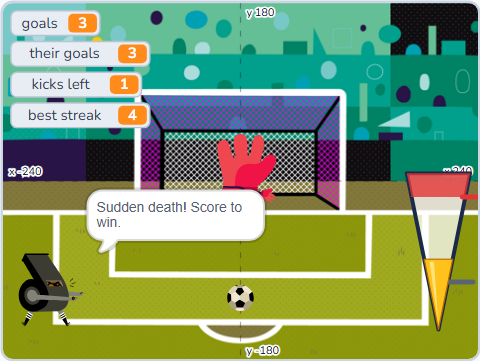 The Scratch Stage of Penalty Shootout IV, level after five kicks — what this lesson builds.