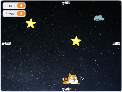 The Scratch Stage of Game Studio I, then, in Scratch — what this lesson builds.