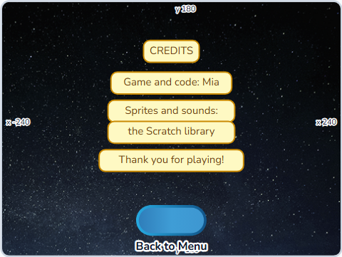 The Scratch Stage of Game Studio IV, the credits — what this lesson builds.