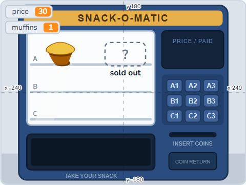 The Scratch Stage of Vending Machine III, Tuesday — same project, same flag — what this lesson builds.