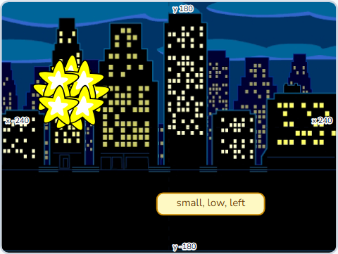 The Scratch Stage of Firework Show II, launch (-140) (50) (8) — what this lesson builds.