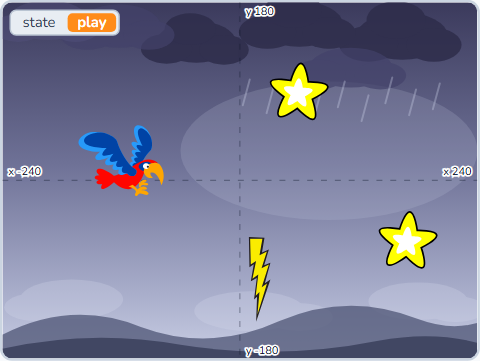The Scratch Stage of Storm Flight III, playing — what this lesson builds.