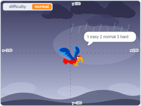 The Scratch Stage of Storm Flight IV, state = menu — what this lesson builds.