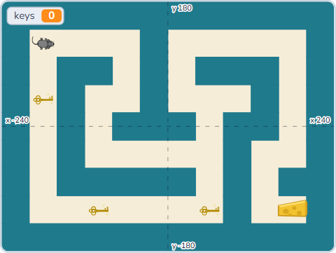 The Scratch Stage of Cheese Maze III, locked · 0 of 3 — what this lesson builds.