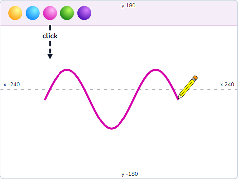 The Scratch Stage of Sketch Pad II, click pink, then drag — what this lesson builds.