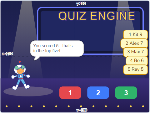 The Scratch Stage of Quiz Engine IV, the finished Quiz Engine — what this lesson builds.