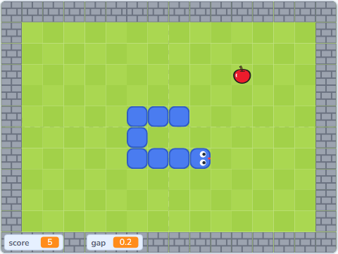 The Scratch Stage of Snake III, the finished Snake III — what this lesson builds.