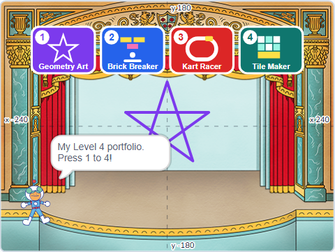 The Scratch Stage of Studio Launch III, the portfolio — what this lesson builds.
